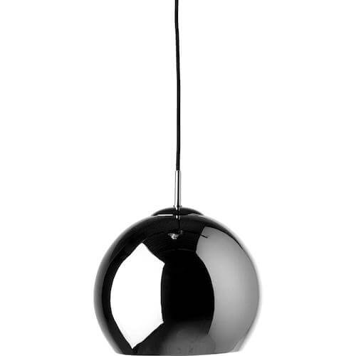 Ball pendel - Fed lampe på 25 cm med sort skærm og sort tekstilledning
