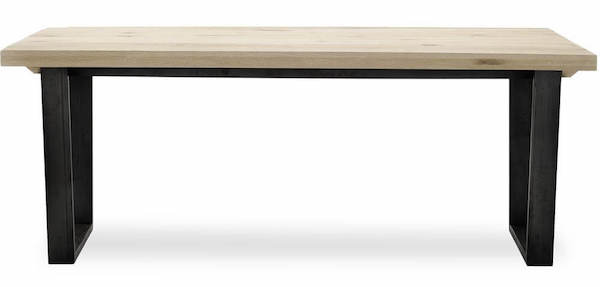 Calia Spisebord - Massivt langbord med ben lakeret i rå metal ekskl. tillægsplader