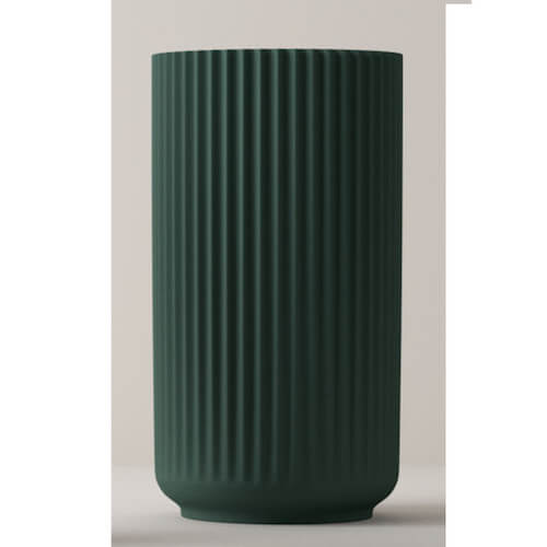 Lyngby porcelæn mat grøn vase med riller