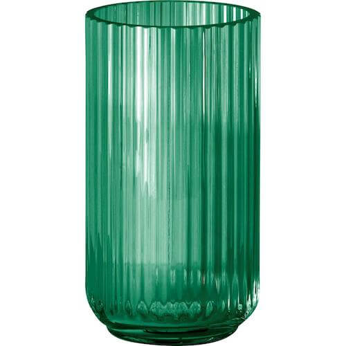Smuk grøn glas lyngby vase med riller