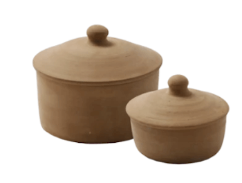 Bowl Terracotta keramik krukke med låg i 2 størrelser