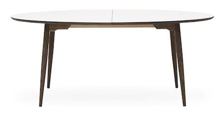 Haslev 7-H hvid spisebord med udtræk med oval form og laminat