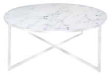Alisma Ø80 marmor sofabord med krydsstel i lys krom