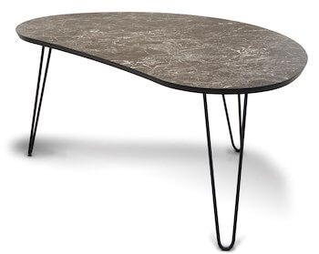 Easy marmor sofabord i dråbeform med sort marmor i højtrykslaminat