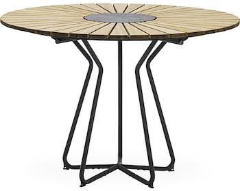 Circle stålgråt havebord med bordplade i lakeret bambus