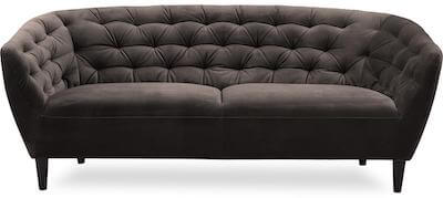 Ria klassisk 3 personers velour sofa med indsyninger og gummitræ ben