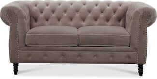 Klassisk chesterfield sofa i lys grå velour inkl. pocket spring fjedre